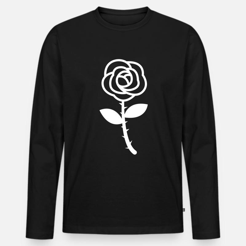 Rose blume - Männer Premium Bio Langarmshirt - Schwarz