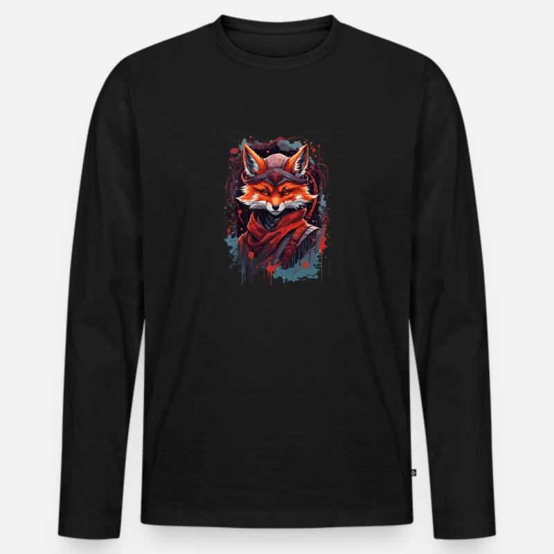 Gestiefelter Fuchs - Männer Premium Bio Langarmshirt - Schwarz