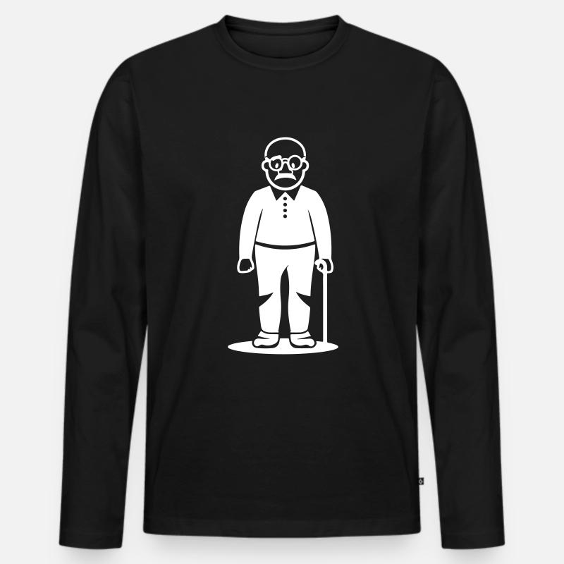 Opa Alter Mann - Männer Premium Bio Langarmshirt - Schwarz
