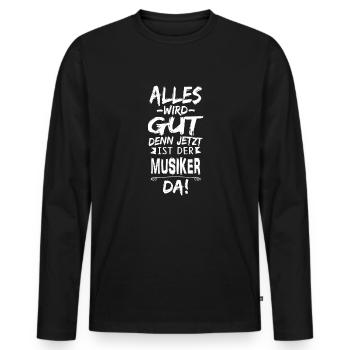 MUSIKER - Männer Premium Bio Langarmshirt - Schwarz - Vorne - Nico (187cm)