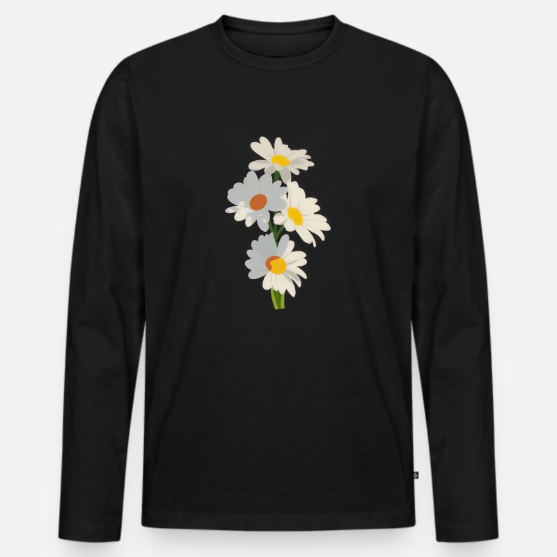 Strauß aus Gänseblümchen - Männer Premium Bio Langarmshirt - Schwarz