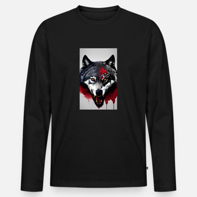 Blutrünstiger Wolf - Männer Premium Bio Langarmshirt - Schwarz
