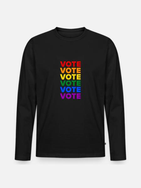 Repeat Voting – Pride Flag - LGBTQIA+ - Men's Premium Organic Long Sleeve Shirt - black
