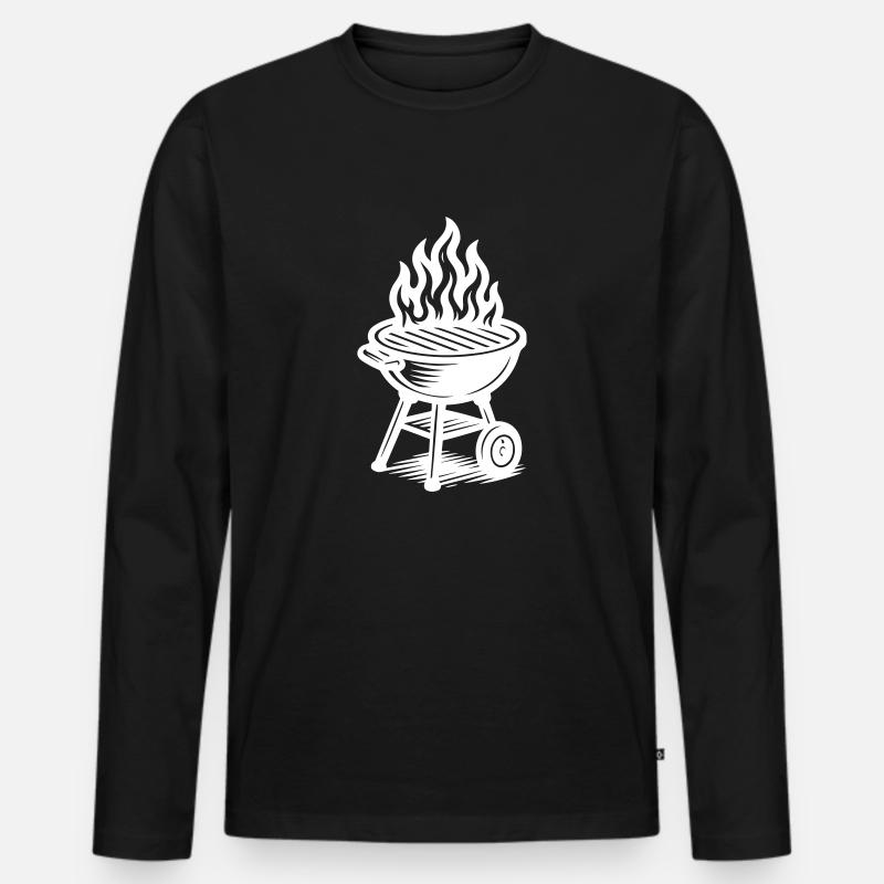 Grill Fire Grilling - Men's Premium Organic Long Sleeve Shirt - black