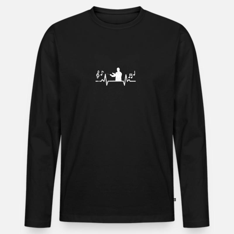 Dirigent Herzschlag Musiker Geschenkidee - Männer Premium Bio Langarmshirt - Schwarz