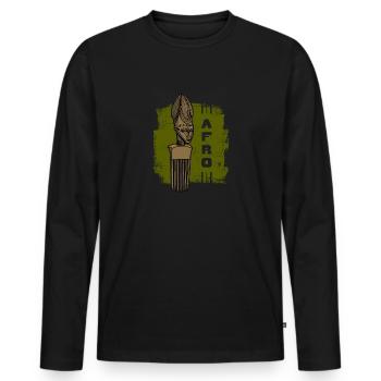 Comb Hair Hairstyle Afro African History Kultu - Men's Premium Organic Long Sleeve Shirt - black - Front - Nico (187cm)