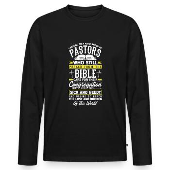 Pastor Appreciation Clergy Preacher Christian - Men's Premium Organic Long Sleeve Shirt - black - Front - Nico (187cm)