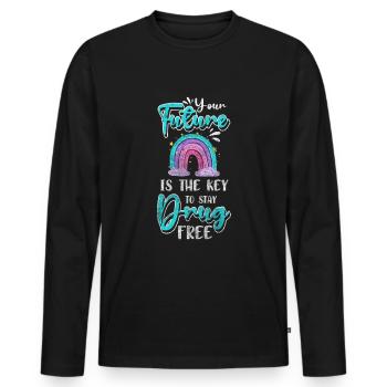 Entzug Neues Leben Neustart - Männer Premium Bio Langarmshirt - Schwarz - Vorne - Nico (187cm)