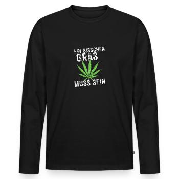 Ein bisschen Gras muss sein - Männer Premium Bio Langarmshirt - Schwarz - Vorne - Nico (187cm)
