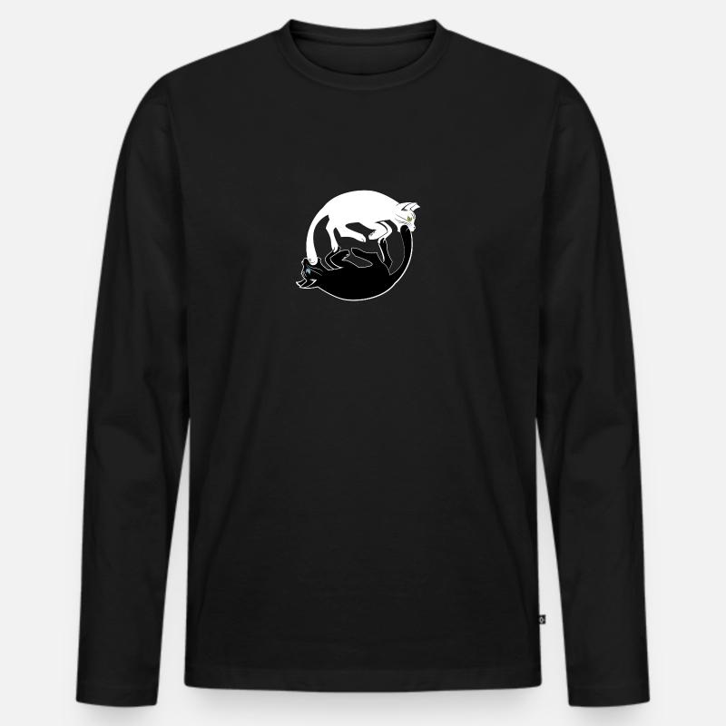 psychedelisch Katzen - Männer Premium Bio Langarmshirt - Schwarz