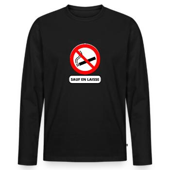 interdit de fumer - T-shirt manches longues Premium bio Homme - noir - Devant - Nico (187cm)