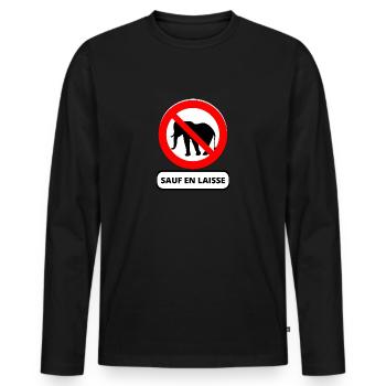 éléphant - T-shirt manches longues Premium bio Homme - noir - Devant - Nico (187cm)