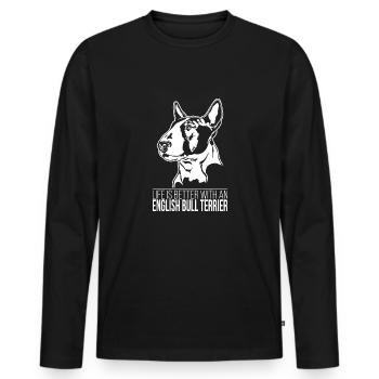 La vie du Bull Terrier anglais est meilleure Chiens Wilsigns - T-shirt manches longues Premium bio Homme - noir - Devant - Nico (187cm)