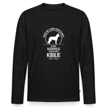 Koolie Schutzengel Hunde Spruch Wilsigns - Männer Premium Bio Langarmshirt - Schwarz - Vorne - Nico (187cm)