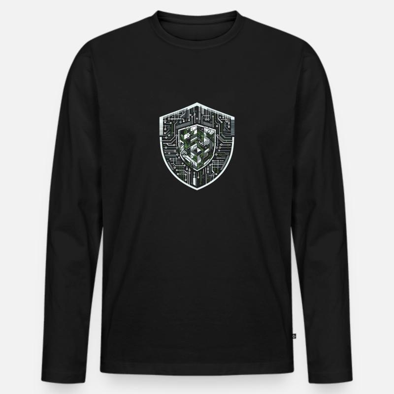 Digitales Shield-Protokoll - Männer Premium Bio Langarmshirt - Schwarz