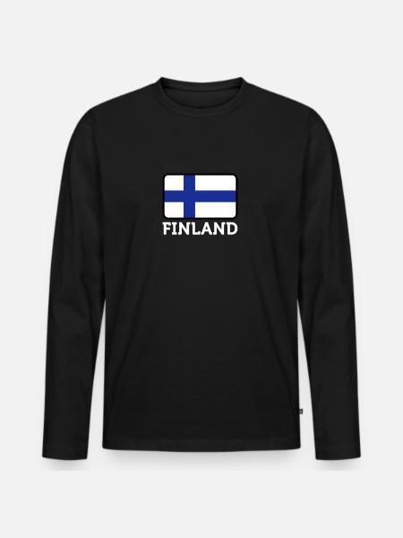 National Flag Of Finland - Men's Premium Organic Long Sleeve Shirt - black