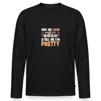 Sushi Lover Feed Me Sushi Tell Me Im Pretty - Männer Premium Bio Langarmshirt - Schwarz - Vorne - Nico (187cm)