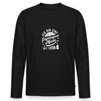 30. Geburtstag Retro 30 Jahre Eingetragene Marke - Männer Premium Bio Langarmshirt - Schwarz - Vorne - Nico (187cm)