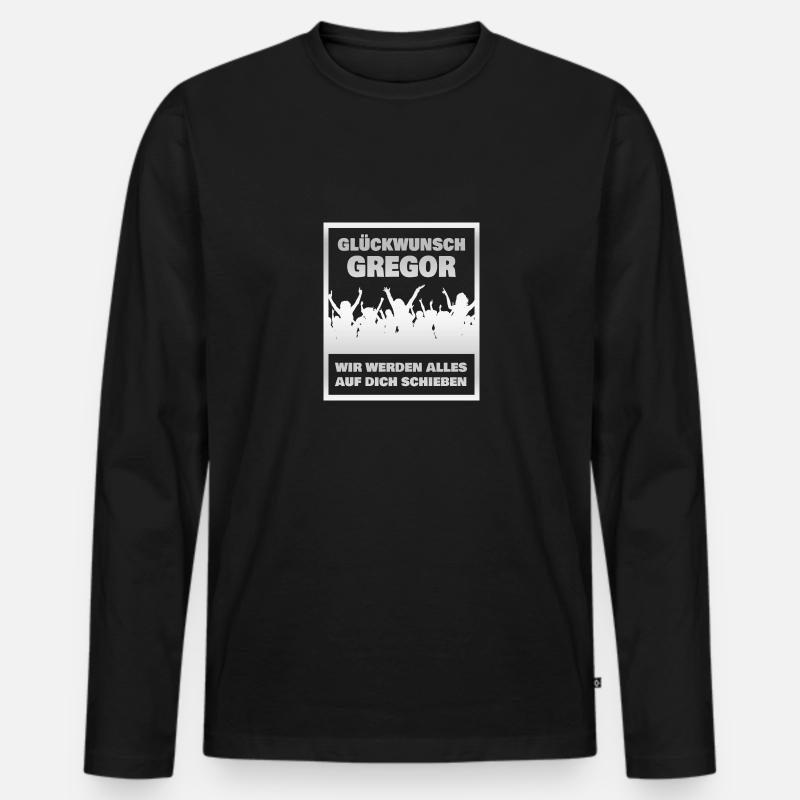 Abschluss Gregor - Männer Premium Bio Langarmshirt - Schwarz