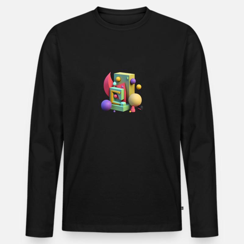 3D - Männer Premium Bio Langarmshirt - Schwarz