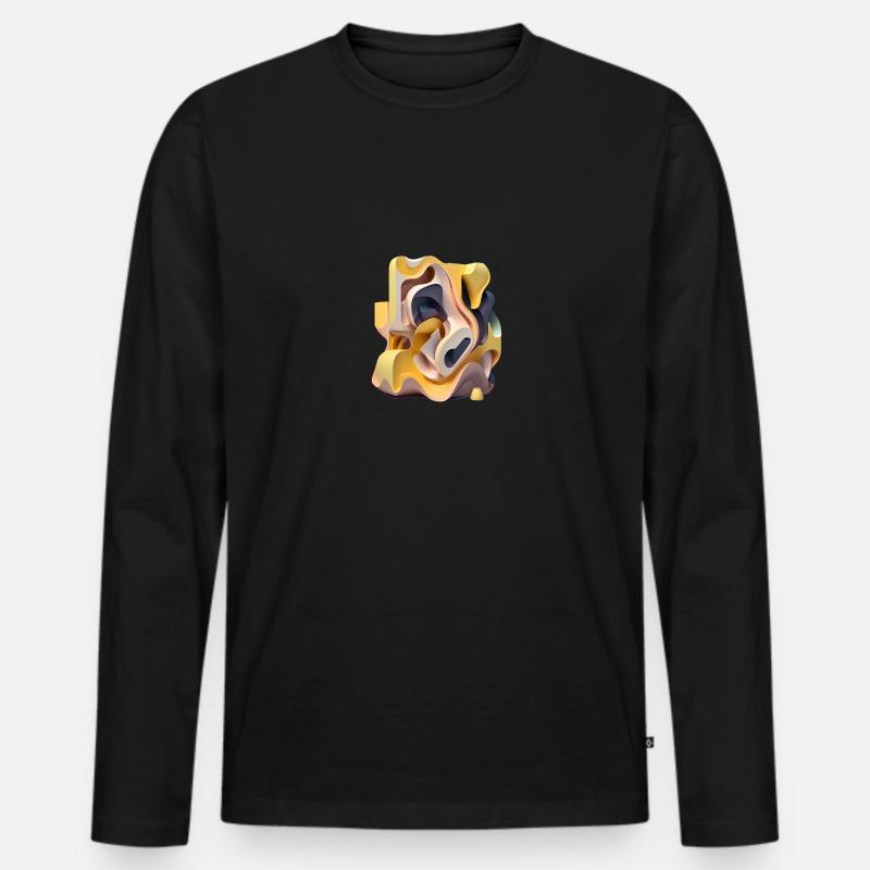 3D - Männer Premium Bio Langarmshirt - Schwarz