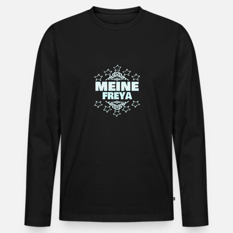 Freya als Mädchen - Männer Premium Bio Langarmshirt - Schwarz