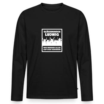 Ludwig - Männer Premium Bio Langarmshirt - Schwarz - Vorne - Nico (187cm)