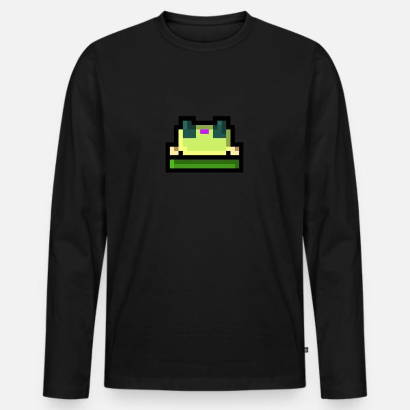Pixel Frosch - Männer Premium Bio Langarmshirt - Schwarz