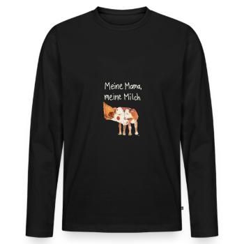 Meine Mama meine Milch - Männer Premium Bio Langarmshirt - Schwarz - Vorne - Nico (187cm)