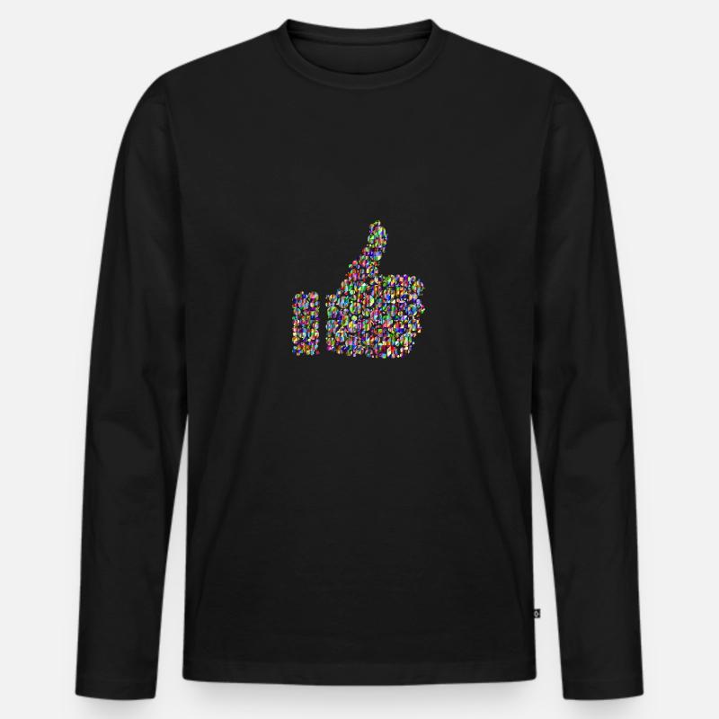 Regenbogenfarbener Daumen - Männer Premium Bio Langarmshirt - Schwarz