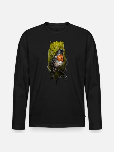 European Robin (Erithacus rubecula) - Men's Premium Organic Long Sleeve Shirt - black