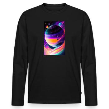 Solar System | Planets | Space | Star - Men's Premium Organic Long Sleeve Shirt - black - Front - Nico (187cm)