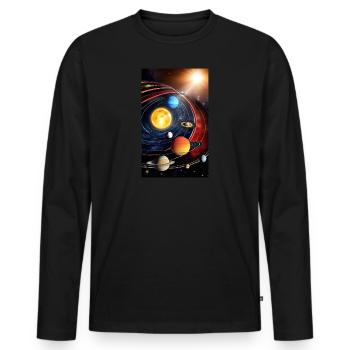 Solar System | Planets | Space | Star - Men's Premium Organic Long Sleeve Shirt - black - Front - Nico (187cm)