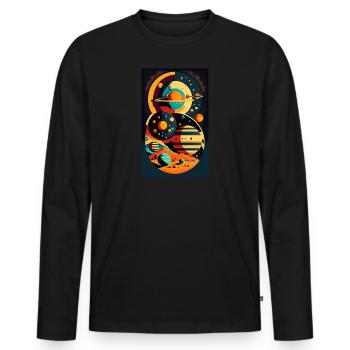 Solar System | Planets | Space | Star - Men's Premium Organic Long Sleeve Shirt - black - Front - Nico (187cm)