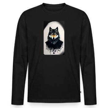 Werwolf | Wolf | Fabelwesen | Monster | Mystisch - Männer Premium Bio Langarmshirt - Schwarz - Vorne - Nico (187cm)