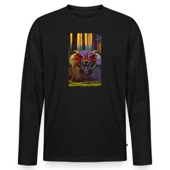 Werwolf | Wolf | Fabelwesen | Monster | Mystisch - Männer Premium Bio Langarmshirt - Schwarz - Vorne - Nico (187cm)