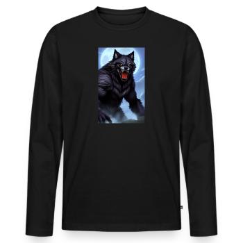 Werwolf | Wolf | Fabelwesen | Monster | Mystisch - Männer Premium Bio Langarmshirt - Schwarz - Vorne - Nico (187cm)