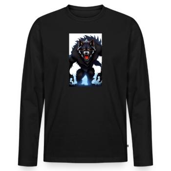 Werwolf | Wolf | Fabelwesen | Monster | Mystisch - Männer Premium Bio Langarmshirt - Schwarz - Vorne - Nico (187cm)