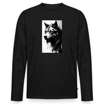 Werwolf | Wolf | Fabelwesen | Monster | Mystisch - Männer Premium Bio Langarmshirt - Schwarz - Vorne - Nico (187cm)