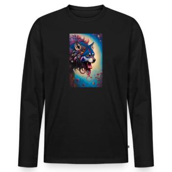 Werwolf | Wolf | Fabelwesen | Monster | Mystisch - Männer Premium Bio Langarmshirt - Schwarz - Vorne - Nico (187cm)
