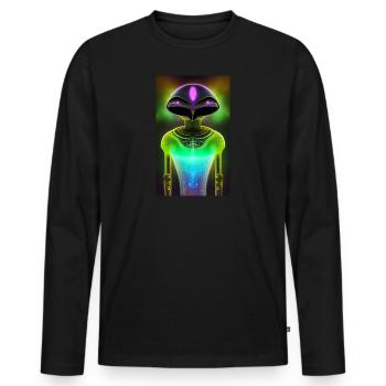 Alien | UFO | Raumschiff | UAP | außerirdische - Männer Premium Bio Langarmshirt - Schwarz - Vorne - Nico (187cm)