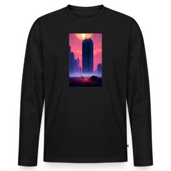 Alien | UFO | Raumschiff | UAP | außerirdische - Männer Premium Bio Langarmshirt - Schwarz - Vorne - Nico (187cm)