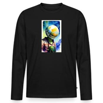 Extraterrestre | OVNI | Vaisseau spatial | PAU | étranger - T-shirt manches longues Premium bio Homme - noir - Devant - Nico (187cm)