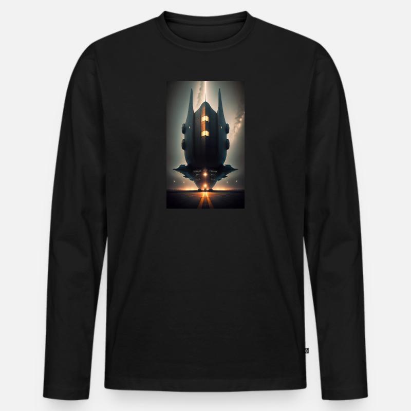 Alien | UFO | Raumschiff | UAP | außerirdische - Männer Premium Bio Langarmshirt - Schwarz