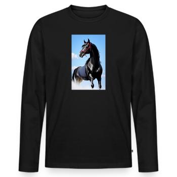 Pferd | reiten | Tier | Reittier | Bunt - Männer Premium Bio Langarmshirt - Schwarz - Vorne - Nico (187cm)