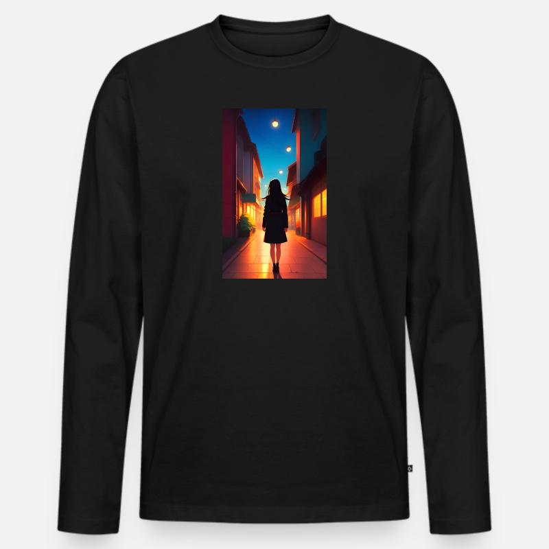 Frau | Gesicht | Mädchen | Anime - Männer Premium Bio Langarmshirt - Schwarz