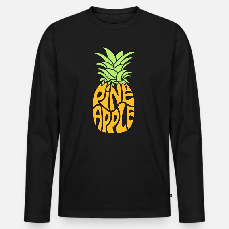 Ananas - Männer Premium Bio Langarmshirt - Schwarz