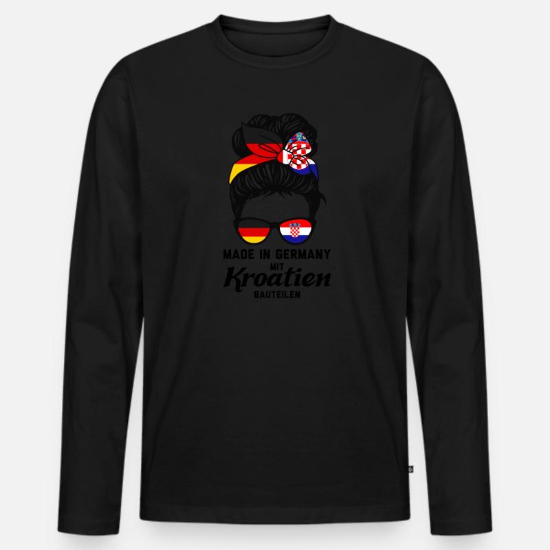 Deutsche Kroatin Kroatien Geschenk - Männer Premium Bio Langarmshirt - Schwarz