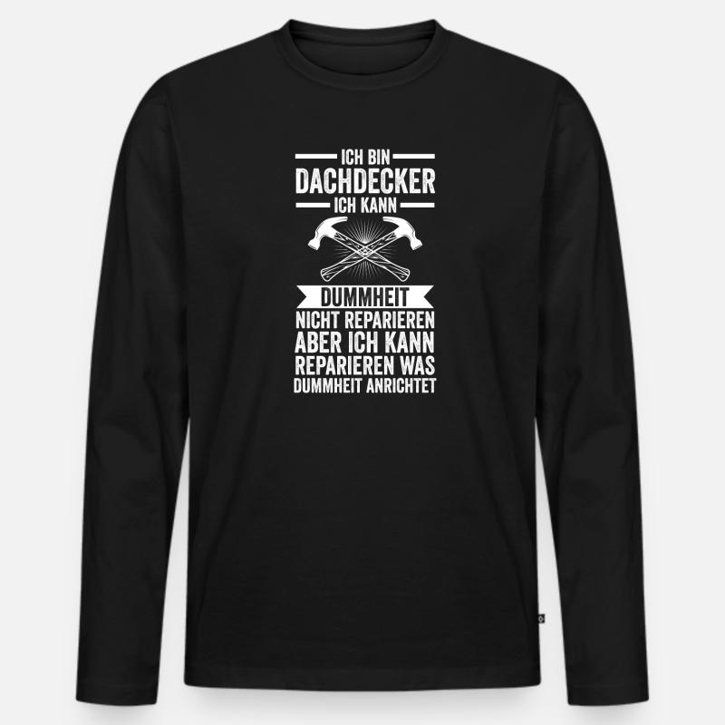 Dachdecker Beruf Dachdeckermeister Geschenk - Männer Premium Bio Langarmshirt - Schwarz
