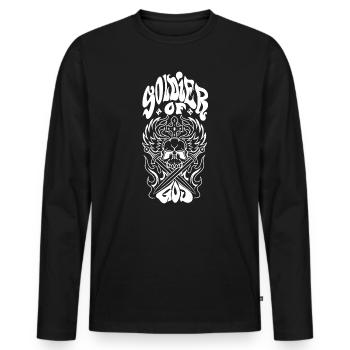 Soldat de Dieu - T-shirt manches longues Premium bio Homme - noir - Devant - Nico (187cm)